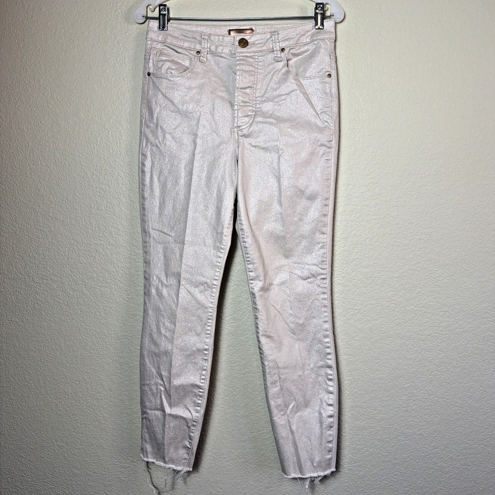 Kut From The Kloth Charlize Jeans 8 Women High Rise Cigarette Metallic Champagne